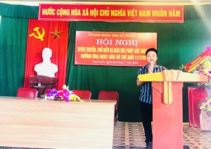 Đồng chí: Nguyễn Văn Hiền - UVBCH - Phó chủ tịch UBND xã - Trưởng ban tuyên truyền, phổ biến, giáo dục pháp luật xã khai mạc hội nghị